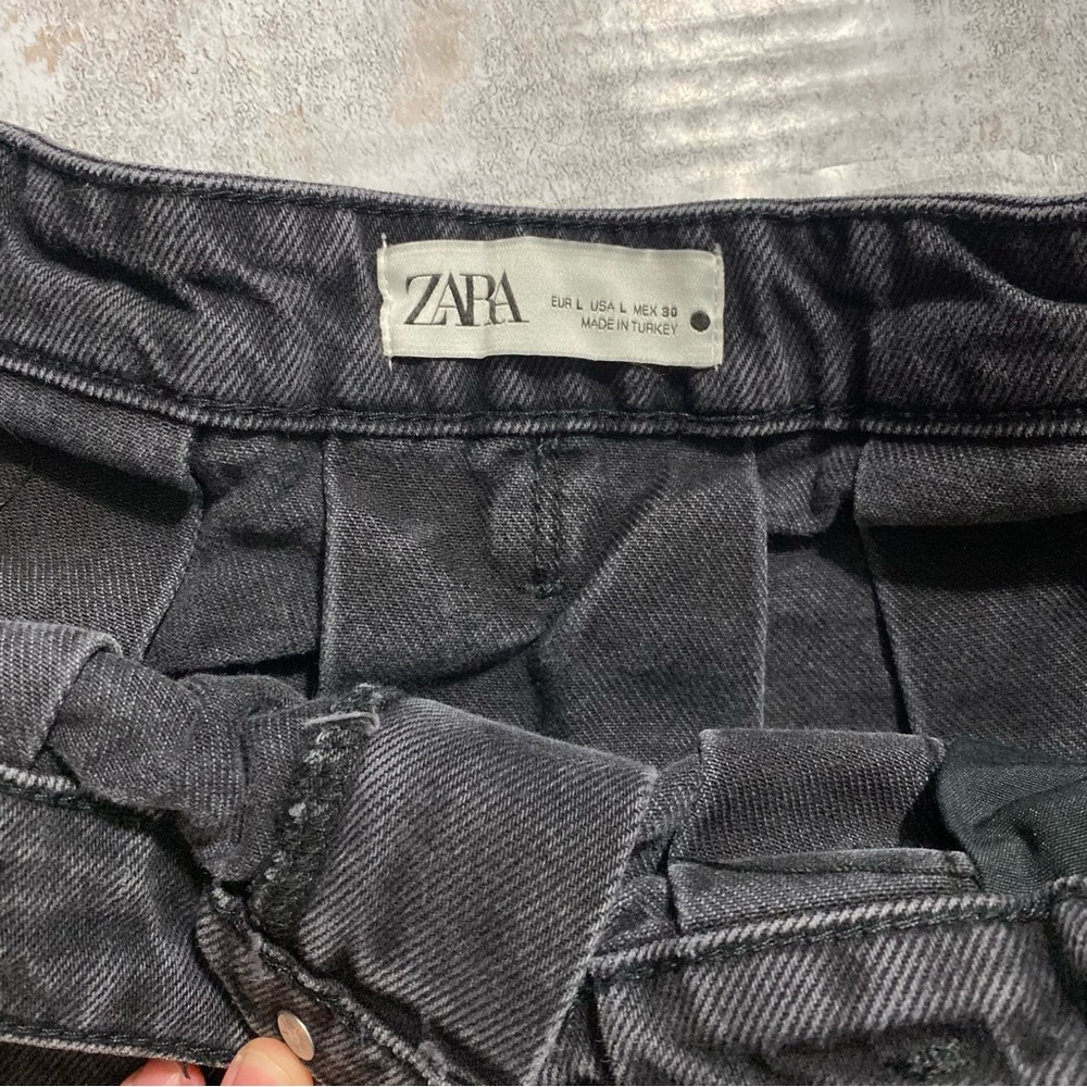 Zara Faded Black Pleated Mini Skirt‎ Large Grunge Streetwear - Picture 8 of 8